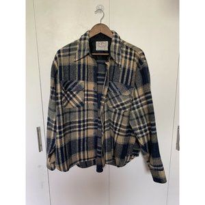 Vintage Authentic CPO Brown/Blue Plaid Wool Flanne